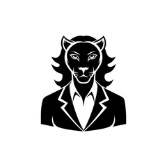 Female Business Leader Portrait Integrated with Lioness Mascot Strength On white Background Vector illustration