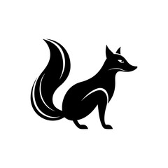 Fox silhouette with sharp tail curve representing clever modern branding On white Background Vector illustration