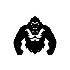 Gorilla silhouette chest forward expressing strength confidence and authority On white Background Vector illustration
