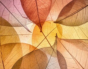 Close-up of layered, translucent leaves with delicate veins