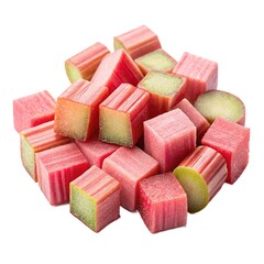 Diced Rhubarb Isolated on Transparent Background