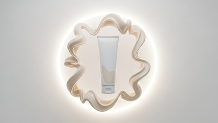 Cosmetic Tube Product Display With Cream Swirl and Circular Light Background.jpg