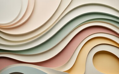 Abstract pastel waves background in light earth tone color palette wallpaper