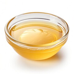 Glass Bowl of Melted Butter Isolated on White Background,Dairy Butter in Glass Bowl &ndash; Isolated Image