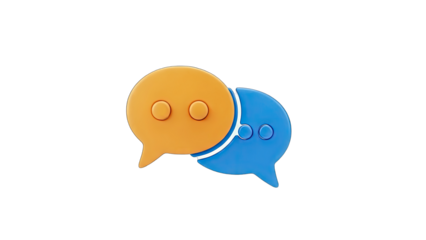 3D Speech Bubbles Interacting on White Background