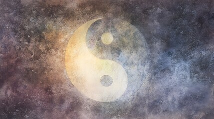 Vintage Yin Yang Symbol Watercolor Art Reflects Balance Serenity and Spiritual Harmony