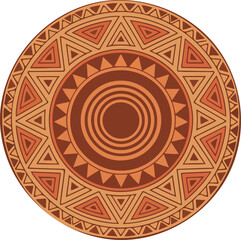 Circular tribal pattern with geometric shapes and earthy tones vector