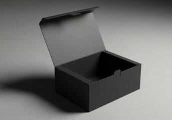 blank black Flip Top Cake Box Open Packaging Mockup 