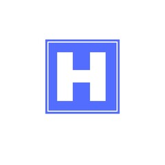 Obraz premium Letter H isolated in blue square 