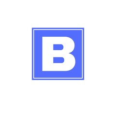 Letter B isolated in blue square 