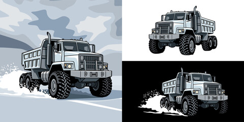 Winter Snowcat Vehicle Flat design