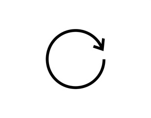 A simple black line drawing of a clockwise rotating arrow