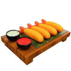 Tempura Plate 3D Illustration