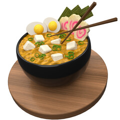 Miso Soup Cup 3D Illustration