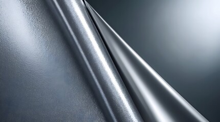 Best for Tech/Automotive): Shiny grey steel surface with smooth diagonal folds &ndash; modern 3D wallpaper