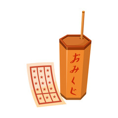 Omikuji Japanese Fortune Stick Cartoon Illustration Vector