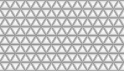 Clean and modern seamless pattern featuring 3D embossed triangles. Monochromatic gray and white geometric texture ideal for industrial design, architectural backgrounds, and technical wallpapers.