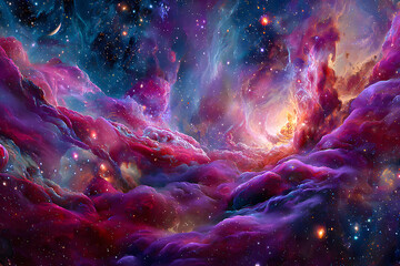 Luminous Cosmic Nebula with Colorful Swirling Gas