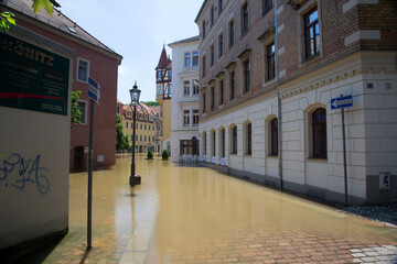 Naklejka premium Flooding in Meyssen, Germany, in June 2013