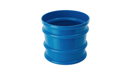 Blue metal barrel drum container isolated on a transparent background