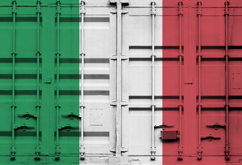 Shipping container with Italy national flag overlay