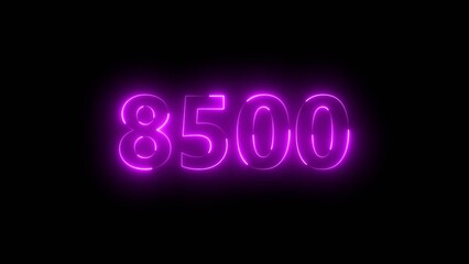 Number 8500 neon bright magenta color 4k illustration.