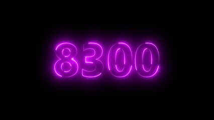 Number 8300 neon bright magenta color 4k illustration.