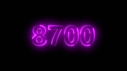 Number 8700 neon bright magenta color 4k illustration.