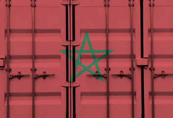 Shipping container with Morocco national flag overlay