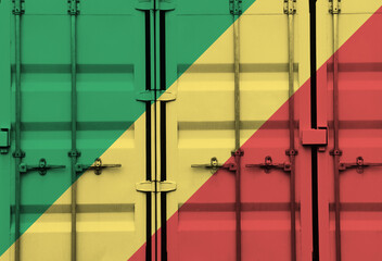 Shipping container with Republic of the Congo national flag overlay
