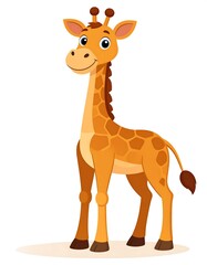 Fototapeta premium Adorable giraffe cartoon illustration with a long neck and spotted body
