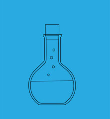 a bubble bottle with a black outline on a blue background