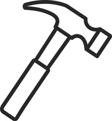 Hammer tool with black outline on white background construction building