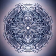 Intricate metallic mandala design with geometric shapes and star center, symmetrical art.