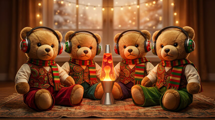 Holiday Miracle Bears | Christmas Holiday Teddy Bears With Lava Lamp