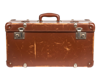 Vintage brown suitcase with metal clips and handle