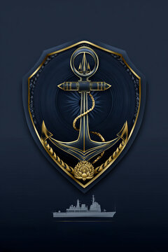Indian Navy Day badge and emblem set with anchor, Ashoka Chakra, trident.