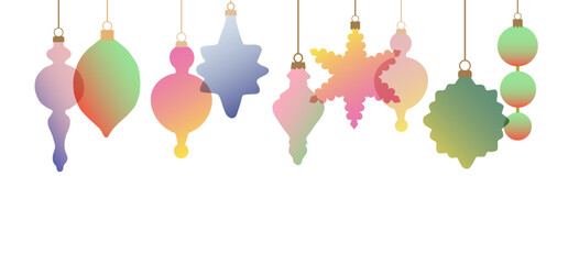 Christmas card with hanging ball decoration.