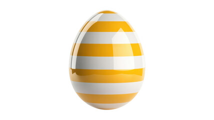 Yellow and white striped egg isolated isolated on a transparent background