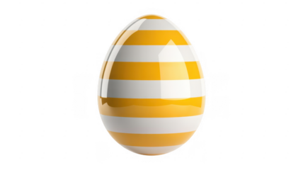 Yellow and white striped egg isolated isolated on a transparent background