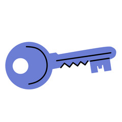 Security Key Icon in Flat Style for Digital Access Control