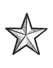 Black and white drawing of a five-pointed star with a textured effect