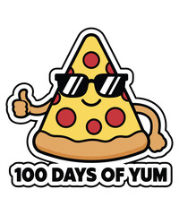 100 Days of Yum Pizza Slice Vector Graphic Design for Students.