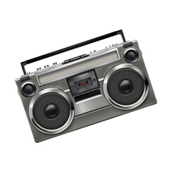 Fototapeta premium Retro Sound System: A vintage boombox radiates the nostalgia of music, iconic design of a by-gone era, celebrating an auditory device from a different time.