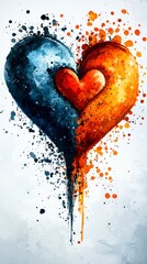 Emotional abstract art creative studio digital painting colorful atmosphere close-up view heart symbolism