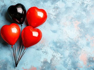 Colorful heart balloons celebrating love studio setting photography creative background close-up joyful emotion