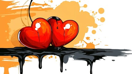 Romantic love hearts abstract art digital illustration vibrant colors close-up view passion and emotion