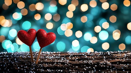 Romantic celebration with heart decorations festive atmosphere photo showcase cozy ambiance captivating detail