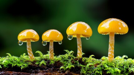 Mushroom growth showcase forest floor nature photography rainy environment close-up view natural beauty