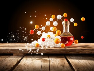 Chemical reaction experiment laboratory science image dark environment close-up view educational concept